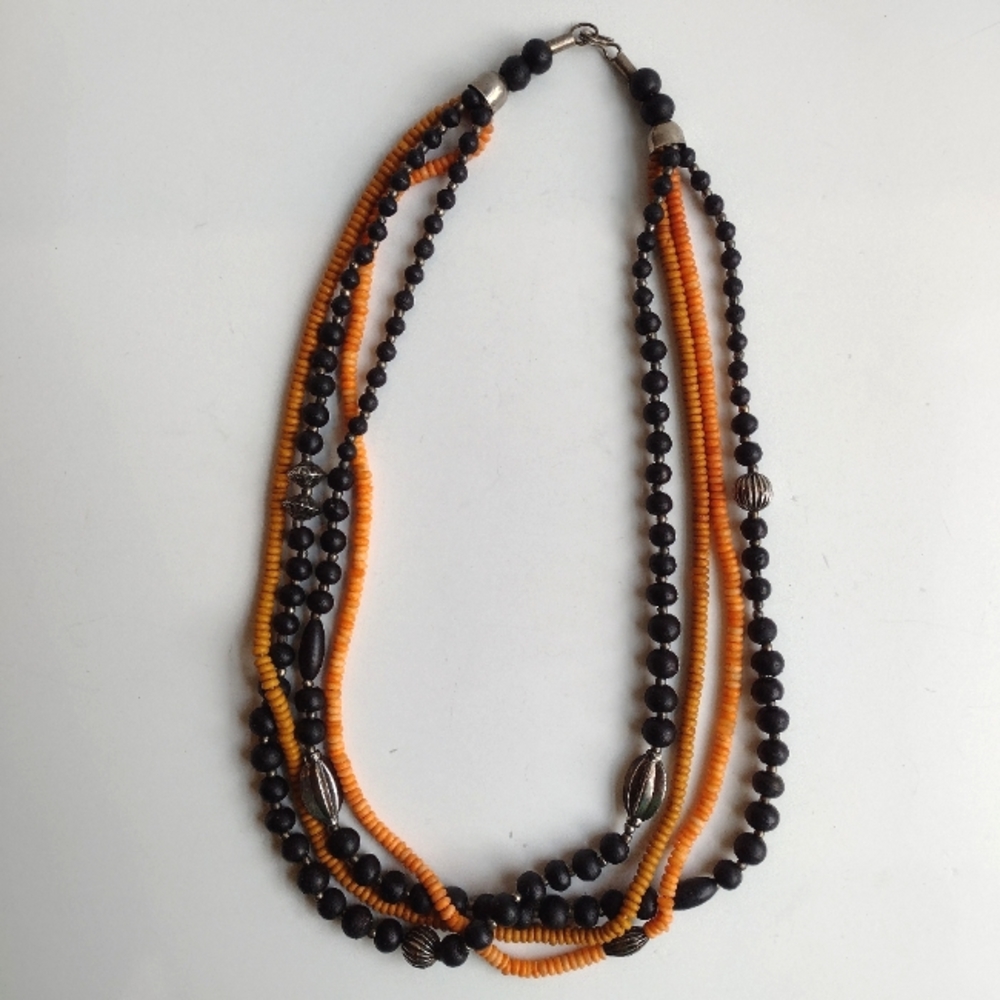 Vintage Beaded Necklace with Four Strands.